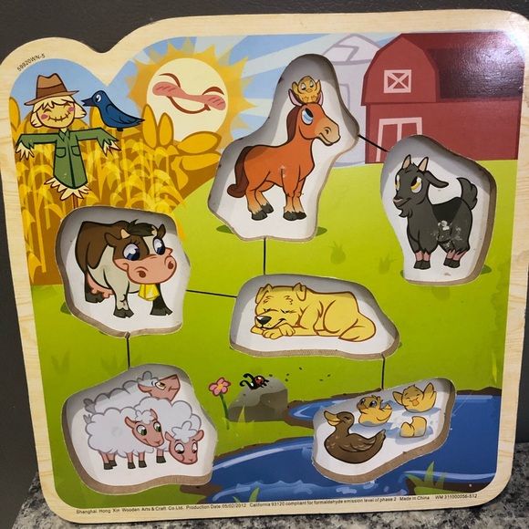 Wooden Block Farm Animal Puzzle, Toy - Picture 5 of 8